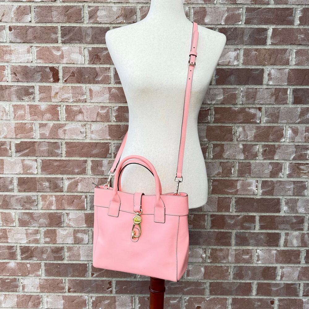 Dooney & Bourke Barlow Satchel Saffiano Leather Coral Pink Crossbody Bag - Picture 9 of 14